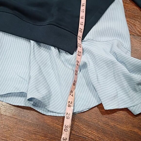 Maeve Navy Sweatshirt Dress Blue Striped Ruffle Hem Womens S Cotton Blend - Picture 11 of 11